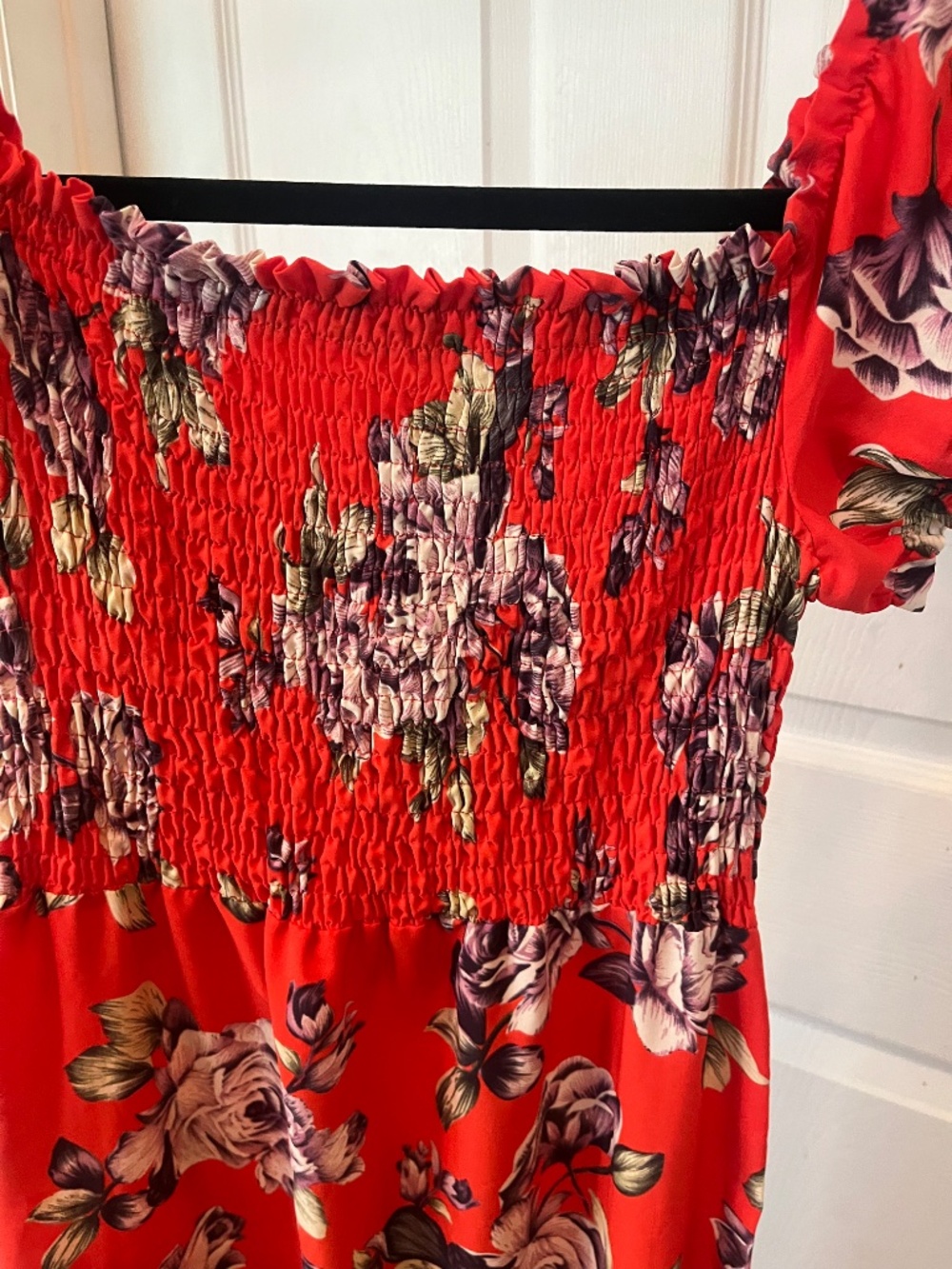 Coral and Floral Print Dress - Picture 2 of 3